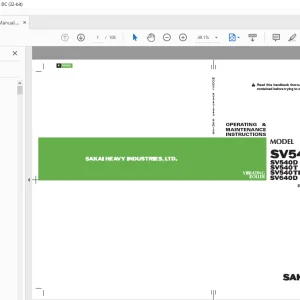 Sakai SV540/640 Series SV540D SV540DF SV540T SV540TF Roller Operator Manual
