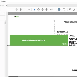 Sakai SV540640 Series SV540D SV540DF SV640FB SV560D SV640T Operator Manual
