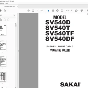 Sakai SV540D SV540T SV540TF SV540DF VIBRATING Roller Parts Manual