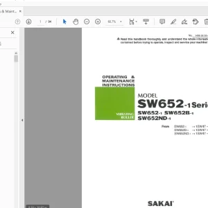 Sakai SW652-1 SW652B-1 SW652ND-1 Operation & Maintenance Manual - PDF