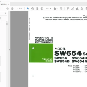Sakai SW654 SW654H SW654B SW654ND Operation & Maintenance Manual PDF