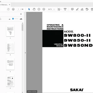 Sakai SW800-II SW850-II SW850ND-II Operation & Maintenance Manual PDF
