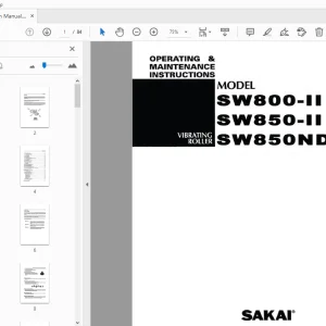 Sakai SW800-II SW850-II SW850ND Operation & Maintenance Manual PDF