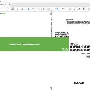 Sakai SW884 SW884ND SW994 SW994ND Operation & Maintenance Manual PDF