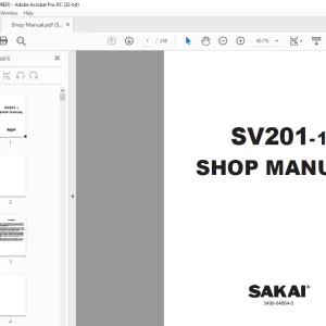 Sakai Soil Roller SV201-1 SHOP MANUAL 3498-64064-0