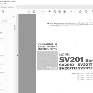 Sakai Soil Roller SV201 Series SV201D SV201T OPERATING & MAINTENANCE MANUAL
