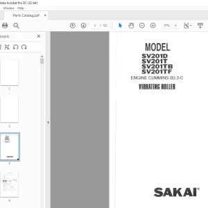 Sakai Soil Roller SV201D SV201T SV201TB SV201TF PARTS MANUAL