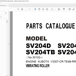 Sakai Soil Roller SV204D SV204T SV204TB SV204TF Parts Manual