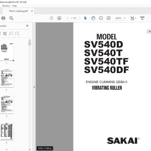 Sakai Soil RollerSV540D SV540T SV540TF SV540DF VIBRATING ROLLER PARTS MANUAL