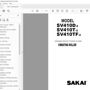 Sakai Soil Roller SV410D-2 SV410T-2 SV410TF-2 VIBRATING ROLLER Parts Manual