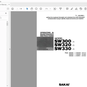 Sakai Vibrating Roller SW300-1 SW320-1 SW330-1 Operation & Maintenance Manual PDF