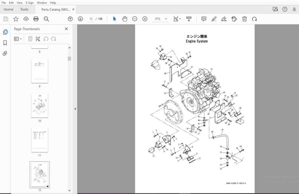 Sakai Vibrating Roller SW354 Engine Kubota Parts Manual - PDF DOWNLOAD ...