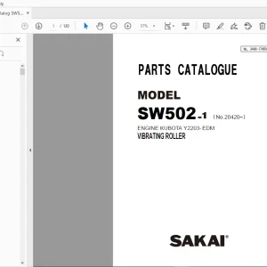 Sakai Vibrating Roller SW502-1 Engine Kubota Y2203-EDM Parts Manual PDF