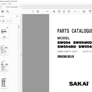 Sakai Vibrating Roller SW654 SW654ND SW654RD SW654B Parts Manual PDF