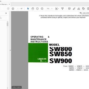 Sakai SW800 SW850 SW900 Operation & Maintenance Manual - PDF