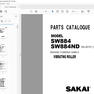 Sakai Vibrating Roller SW884 SW884ND Engine Cummins QSB4.5 Parts Manual PDF