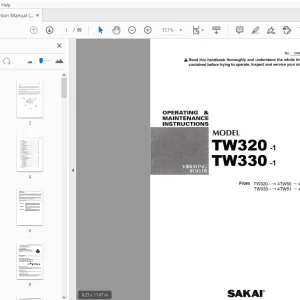 Sakai TW320-1 TW330-1 Operation & Maintenance Manual Serials 40101-40103 PDF