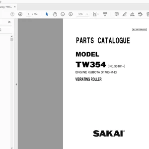 Sakai Vibrating Roller TW354 Engine Kubota Parts Manual - PDF DOWNLOAD