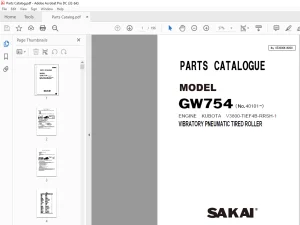 Sakai Vibratory Pneumatic Tired Roller GW754 Parts Manual - PDF