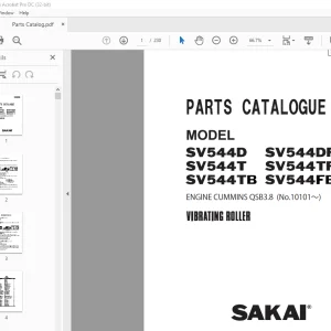 Sakai soil Roller SV544D SV544DF SV544T SV544TF SV544TB SV544FB Parts Manual
