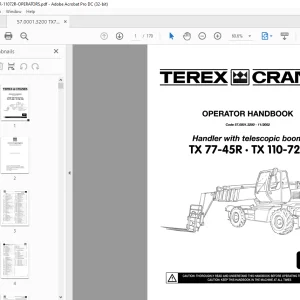 Terex Cranes TX 77-45R TX 110-72R Handler with telescopic boom Operator Manual PDF