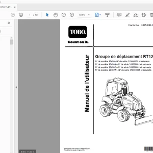 Toro Groupe de déplacement RT1200 Manuel de l'utilisateur PDF