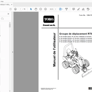 Toro Groupe de déplacement RT600 Manuel de l'utilisateur 314000001 PDF