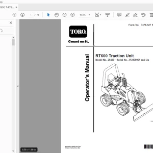 Toro RT600 Traction Unit Operator's Manual 313000001 and Up PDF