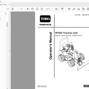 Toro RT600 Traction Unit Operator's Manual 313000501 and Up - PDF ...