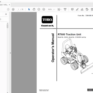 Toro RT600 Traction Unit Operator's Manual 313000501 and Up PDF