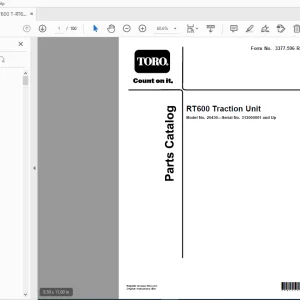 Toro RT600 Traction Unit Parts Manual 313000001 and Up PDF