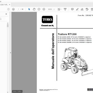 Toro Trattore RT1200 Manuale dell' operatore  315000001 and up PDF