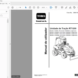 Toro Unidade de Tração RT1200 Manual do utilizador PDF