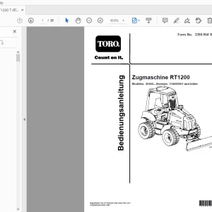 Toro Zugmaschine RT1200 Bedienungsanleitung 314000501 and up PDF