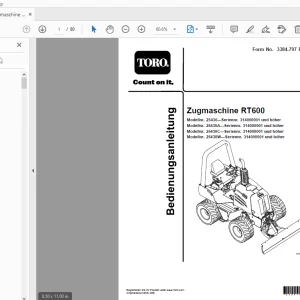 Toro Zugmaschine RT600 Bedienungsanleitung 314000001 and up PDF
