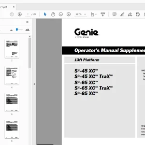 Genie 13ft Platform S-45 XC S-45 XC TraX S-65 XC S-65 XC TraX S-85 XC Operator's Manual - PDF