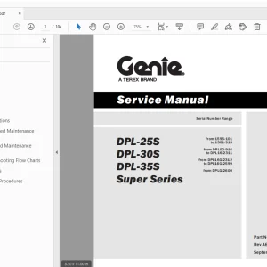 Genie DPL-25S DPL-30S DPL-35S Super Series Service Manual 40462 - PDF