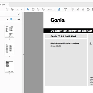 Genie Deutz TD 2.2 Cold Start Dodatek do instrukcji obsługi 1310433PO - PDF