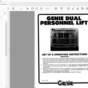 Genie Dual Personnel Lift Set up & Operating Instructions Manual 20954 - PDF