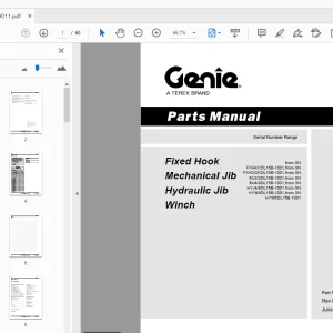 Genie Fixed Hook Mechanical Jib Hydraulic Jib Winch Parts Manual - PDF