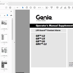 Genie GR-12 GR-15 GR-20 GRC-12 Lift Guard Operator's Manual PDF
