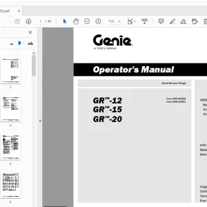 Genie GR-12 GR-15 GR-20 Operator's Manual 1297723 - PDF