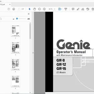 Genie GR-8 GR-12 GR-15 CE Models Operator's Manual 97752 - PDF