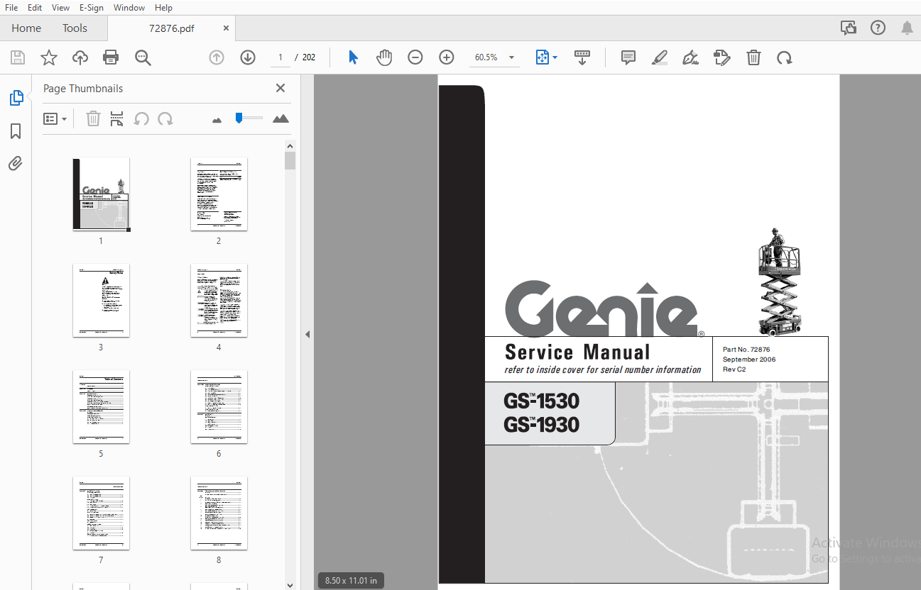 Genie GS1530 GS1930 Service Manual 72876 PDF DOWNLOAD