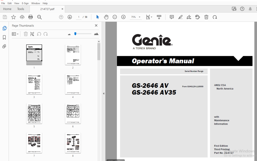 Genie GS-2646 AV GS-2646 AV35 Operator's Manual 214727 - PDF DOWNLOAD ...