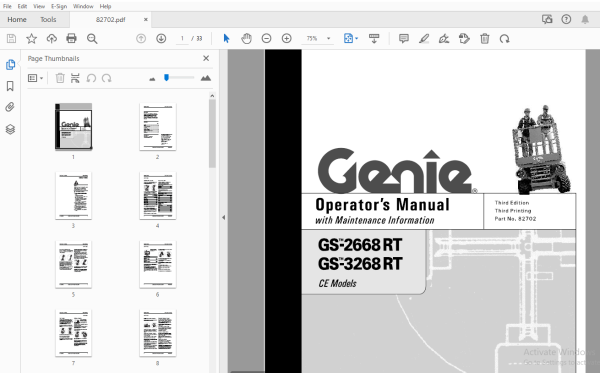 Genie GS-2668 RT GS-3268 RT Operator's Manual 82702 PDF - HeyDownloads ...