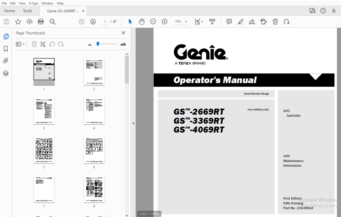 Genie Gs 2669rt Gs 3369rt Gs 4069rt Operators Manual Pdf Download Heydownloads Manual 9995