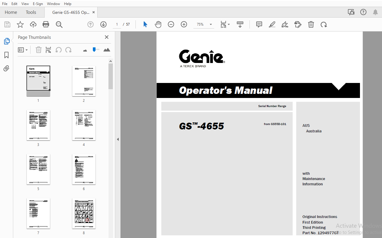 Genie GS-4655 Operator's Manual 1294977 - PDF DOWNLOAD - HeyDownloads ...