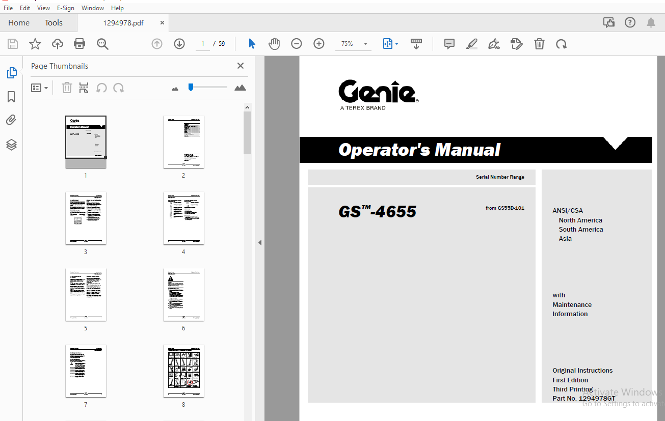 Genie GS-4655 Operator's Manual 1294978 - PDF DOWNLOAD - HeyDownloads ...