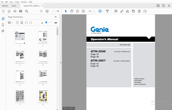 Genie GTH-2506 GTH-3007 Stage 3A Stage 3B Operator's Manual - PDF ...